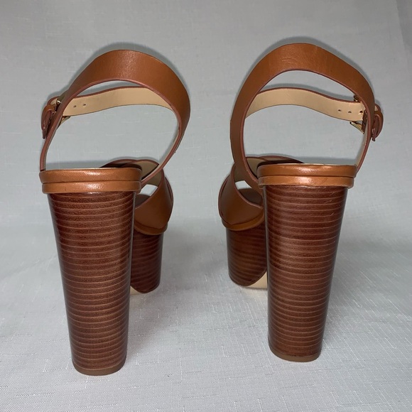 🆕 Michael Kors Platform Sandal Women's 8.5 Sia Leather Brown Boho Sexy Trendy - Picture 9 of 14
